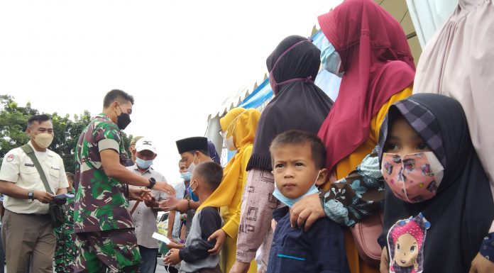 Kodim 0603 Lebak Lakukan Vaksinasi dan Santuni Anak Yatim